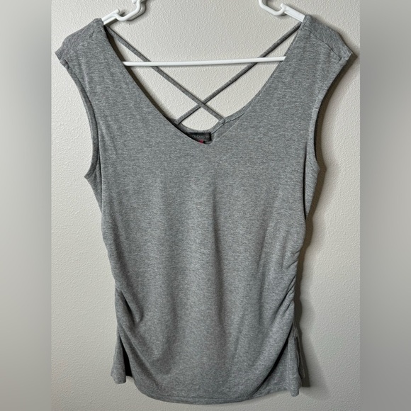 Vince Camuto Tops - Vince camuto heather gray criss cross cinched waist body hugging tank size md